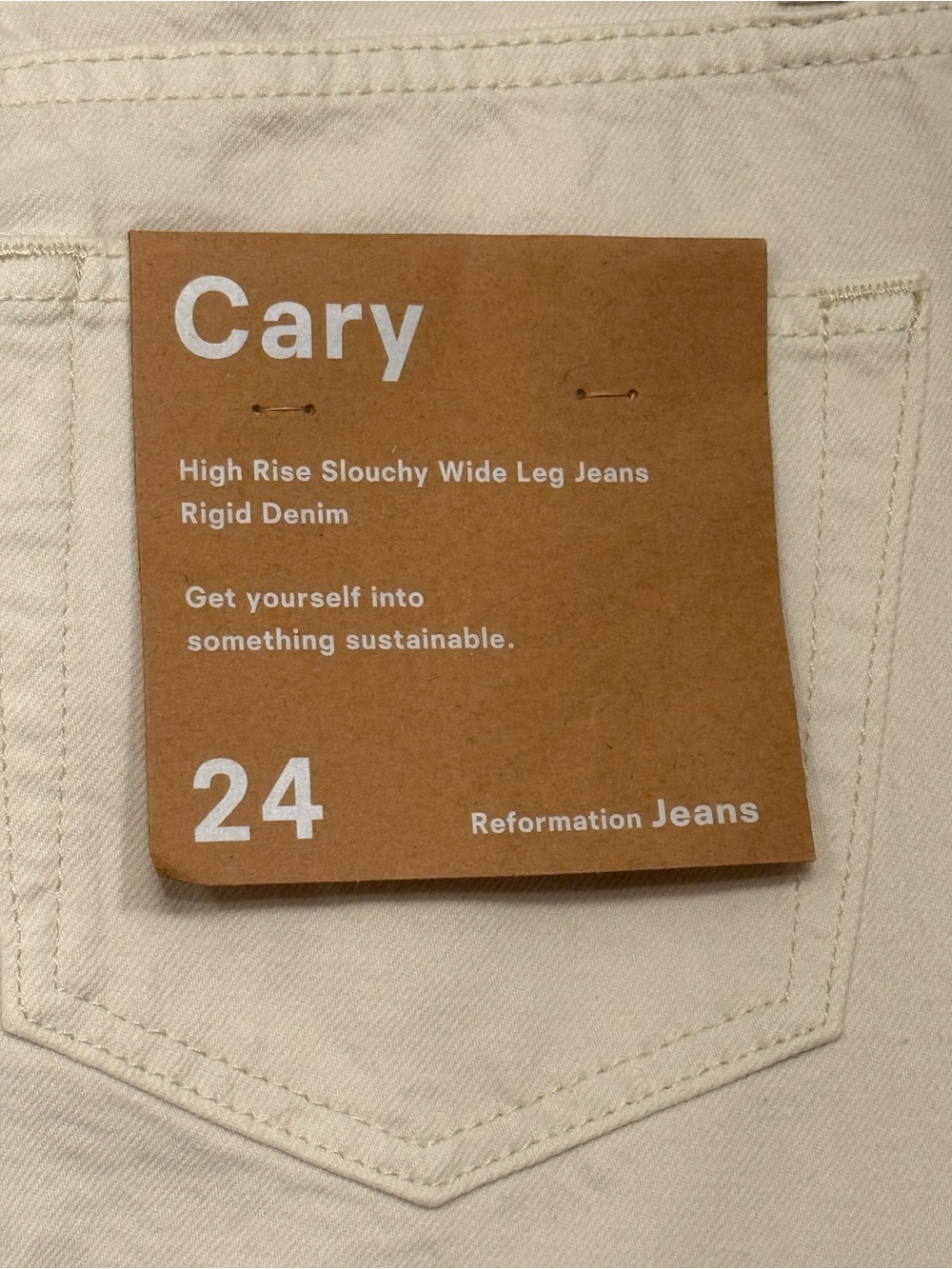 NWT Reformation Cary High Rise Slouchy Wide Leg Jeans 24 Fior Di Latte - Picture 5 of 12